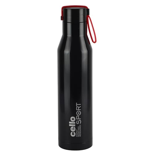 Cello Maestro Thermosteel Flask, 550ml, Black | 24 Hours Hot & Cold Stainless Steel Bottle | Leak Proof & Screw Top Lid | Ideal for Office, Gym, Home,