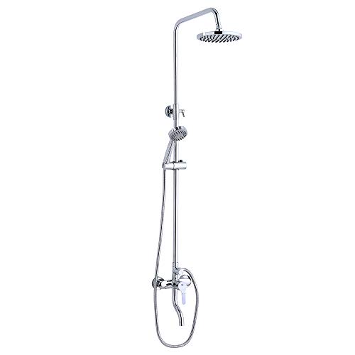 CRW Rain Shower System Shower Faucet Set Chrome for Bathroom with Adjustable Slide Bar 8" Rainfall Shower Head