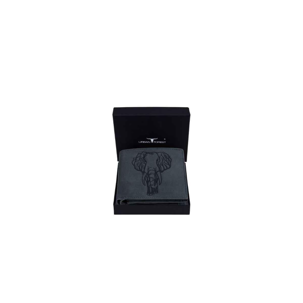 URBAN FOREST Mastodon Vintage Black Leather Wallet for Men