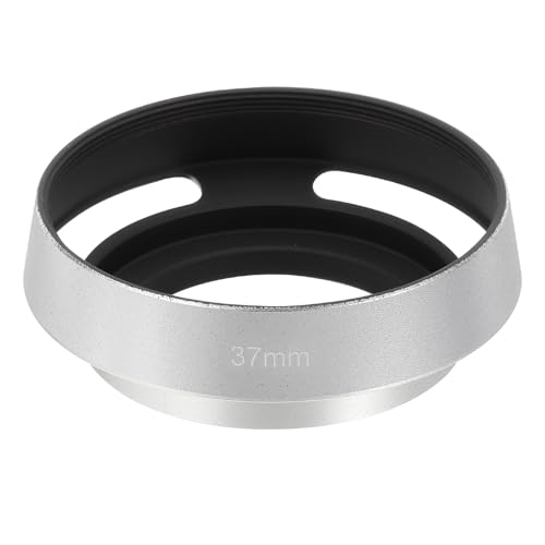Capuchón para lente PATIKIL de 37 mm, universal, metálico, hueco, curvo y roscado con ventilación, color plateado miniatura 1