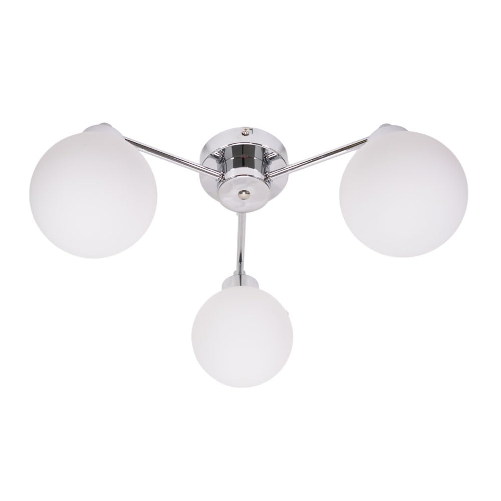 Valuelights Silver Jonah 3 Arm Globe Ball Shade Flush Ceiling Light With Led Bulbs In