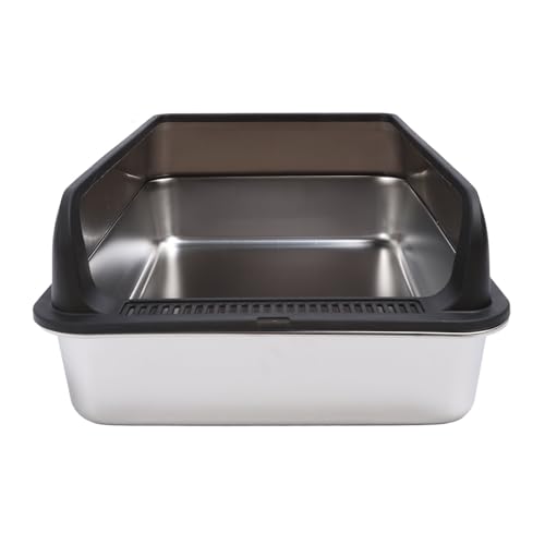 Arenero de acero inoxidable para gatos extra grande con tapa miniatura 4