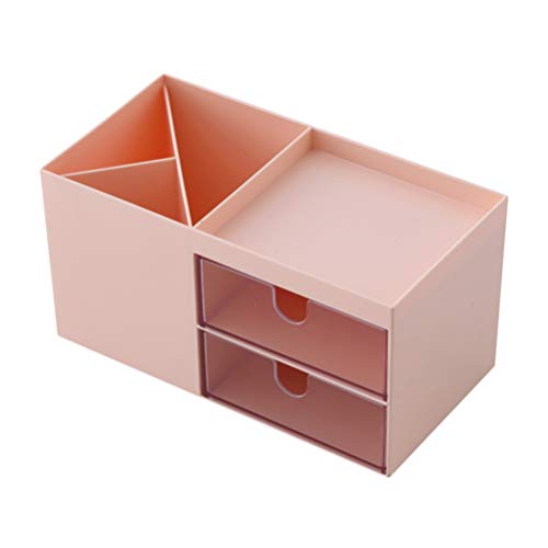Preisvergleich Produktbild TOPBATHY Schreibtisch Organizer mit Ausziehbarer Schublade Stifthalter Make-up Veranstalter Multifunktionale Aufbewahrungsbox für Schreibtisch Büro Zuhause und Schule (Rosa)