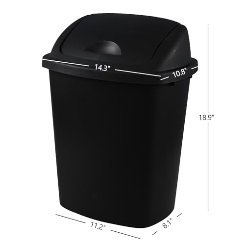 Pack de 4 canecas de basura de plástico negro 6 galones miniatura 3
