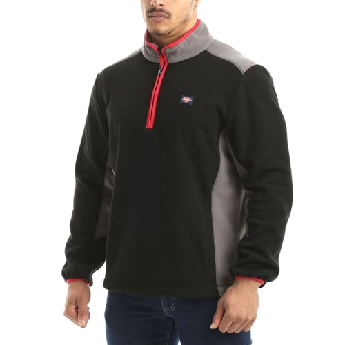 Lee Cooper Arbeitskleidung Mens Zip Neck Thermal Anti Pill Fleece Arbeit Pullover Pullover Pullover Top mit reflektierendem Detail, Schwarz / Grau, X-Large