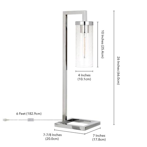 Henn&Hart TL0444 26 Inch Tall Table Lamp With Glass Shade In Polished Nickel/Seeded thumb #4