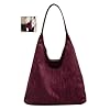 Leder Tote Handtasche Damen Groß Shopper Wildleder Shoulder Uni Hobo Schultertasche Slouchy Beuteltasche (Claret) #1