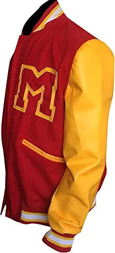 MJ Thriller Jacket - M Logo Red & Yellow Varsity Baseball Bomber Letterman Jacket3