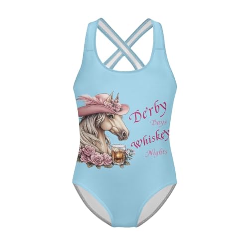 Image of WELLFLYHOM Girls Bathing Suits One Piece 5-14 Kids Full Coverage Swimsuits Cross Back Summer Swimwear for Beach Holiday