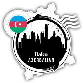 Pack of 4-3 Stickers - Baku Azerbaijan Grunge Postmark Stamp Car Bumper Sticker Decal