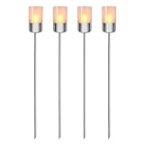 DETALLES: Recibirás 4x antorcha LED solar con 4x soporte. El tamaño de la antorcha sin soporte es de 9.1 x 16 CM y con el soporte en forma de estaca miden 9.1 x 91 CM.