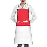 bmnaswt Schürze mit indonesischer Flagge und Tasche, Polyester-Kochschürze für Küche, Restaurant, Handwerk