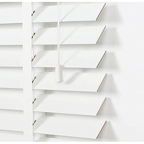 Persianas venecianas de madera de 50 a 110 cm, persianas blancas y aislamiento térmico, tratamientos de ventana de madera maciza natural para uso en interiores y exteriores, 60 x 60 cm