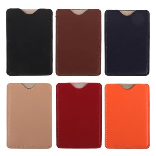 HEMOTON 6 Fundas Protectoras para Tarjetas Bloqueo RFID Funda Antirrobo para Tarjetas de Crédito 8,9 X 6,2 Cm Piel Sintética Resistente Colores Surtidos (Vino, Marrón, Naranja,