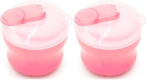 Munchkin Formula Dispenser for Baby Bottle Feeding On The Go, Easy-Pour Spout for Powdered Formula & Cereal, 3 Compartments, 9 Ounce, Pink (Pack of 2)