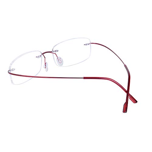 JoXiGo Reading Glasses, Rimless, Lightweight (13g), Metal, Flexible Frame, Unisex, +1.0 Magnification Strength, Includes Case