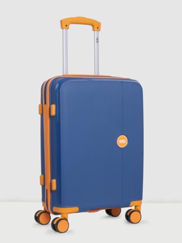 Image of Wiki Zine 8 Wheel Hardside Polycarbonate Trolley by Wildcraft,Large,Navy Yllw