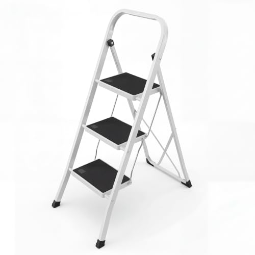 Escalera plegable de acero de 3 peldaños resistente para mantenimiento de interiores 2