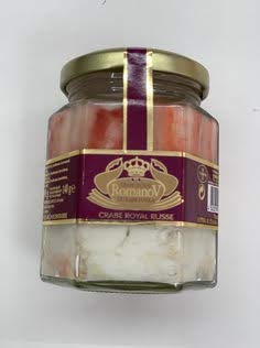 Romanov Cangrejo Real 100% Pata Cristal Lata Gourmet Delicatessen al natural (Cangrejo Real 50% patas envase cristal 190g)