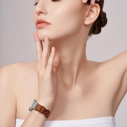 Luxe Leather Bands Compatible With Fitbit Versa 4/Versa 3/Sense 2/Sense Bands For Women D-shaped Bling Metal Buckle Replacement Straps.