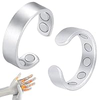 Cigmag 9X Magnetringe Damen, aus reinem Kupfer mit starken Magneten, verstellbar, inklusive Geschenkbox (Silber Matt)