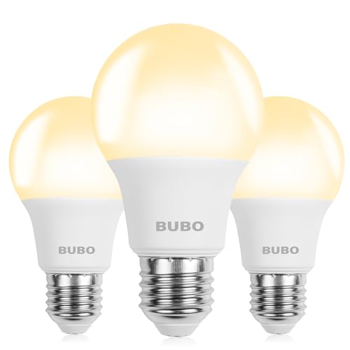 Image of BUBO A19 LED Light Bulbs, 60 Watt Equivalent LED Bulbs, Soft White 2700K, 800 Lumens, E26 Standard Base, Non-Dimmable, 8W Soft White LED Bulbs for Bedroom Living Room Home Office, 3 Pack