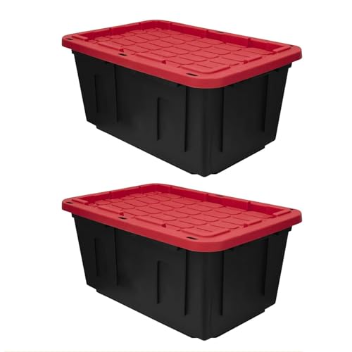 27 Gal Industrial Tote,2 Pack Plastic Storage Bins with Lids