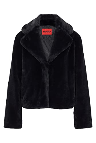 HUGO Damen Finessera-1 Relaxed-Fit Jacke aus Kunstfell Schwarz XL