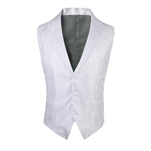 Gilet jacquard pour homme à col en V vintage sans manches pour costume steampunk