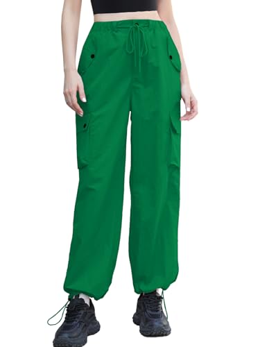 Image of Cromoncent Cargo Pants Girls & Women Parachute Pants Y2K Baggy Rave Clothes Waterproof with Pockets, 6 Years - 3XL