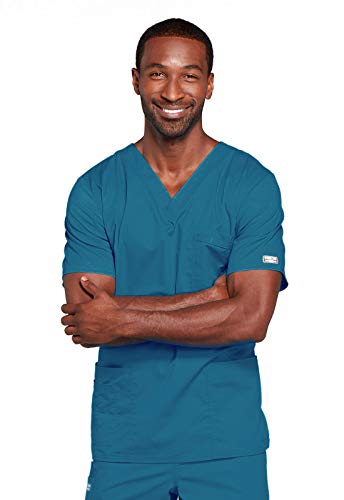 Image of Cherokee Scrubs for Men & Women V-Neck Scrub Top with 4 Pockets, Cotton Blend Soft Stretchy Easy Care Nursing Uniform - 4725