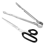 CUTIE MANGO Stainless Steel Kitchen Metal Shears & Tongs 2-Piece Set, Heavy Duty Meat Cutting Sissor