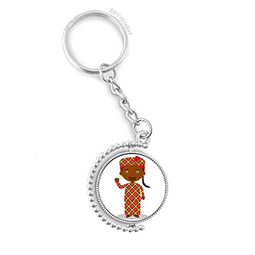 Llavero rotativo y colgante de diseño animado Mali negro salvaje con anillo de cadena