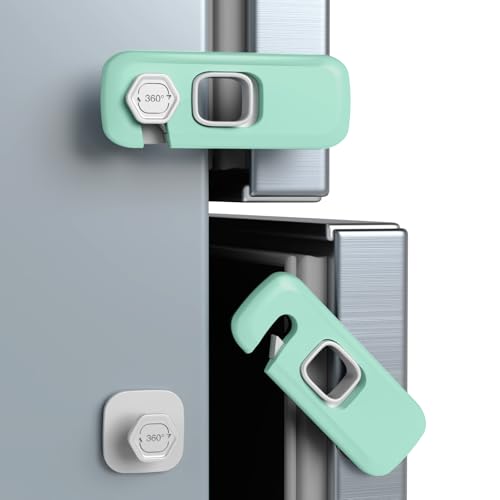 NiHome チャイルドプルーフ冷蔵庫ロック 6個パック ベビーセーフティロック 冷蔵庫 キャビネット 引き出し 両開きドアなどに 赤ちゃんを冷蔵庫の事故から守る 取り付け簡単 丈夫な素材 (グリーン)