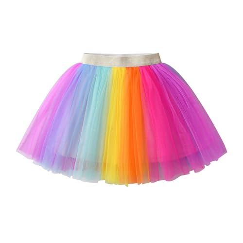 Image of DXTON Girls Tutu Skirt Rainbow Toddler Tulle Ballet Dance Skirt for 3-10Y