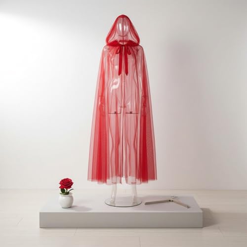 Cape longue à capuche en tulle style sorcière pour cosplay