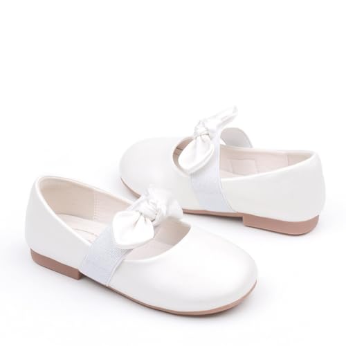 Toddler Girls Adorable Mary Jane Ballerina Ballet Flats Flower Girl Wedding Party Bridesmaids Princess Dress Shoes with Bow4