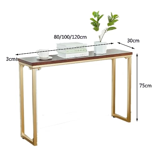 Mesa consola estrecha moderna de 80 cm, mesa de entrada y sofá en madera y metal 3