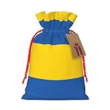 Weihnachts-Geschenktüte mit Kordelzug, Motiv: Flagge der Ukraine...