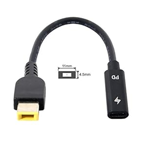 Cablecc Oplaadkabel voor ThinkPad X1 Carbon, type C naar rechthoek 11.04.5mm stekker, PD Emulator Trigger