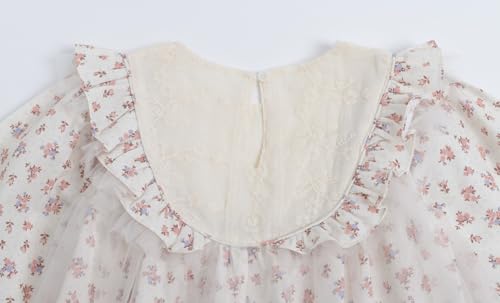 Mud Kingdom Girls Flower Dress Fashion Tulle Long Sleeve Casual Floral Tulle Dress4