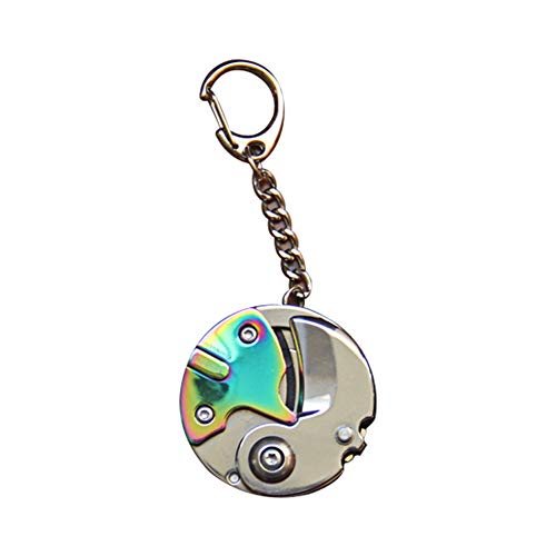 Henreal 1 Piezas de Acero Plegable Bolsillo Cortador Destornillador Moneda en Forma de Supervivencia Que acampa Llavero