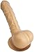 TOYLIE Funda para el pene de látex Carlos oro con base para adherirse a la ropa - Funda de pene venosa con gran saco escrotal y glande perfilado