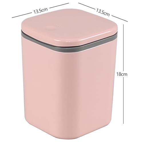 Mini cubo de basura de escritorio rosa de plástico de 2 L 2
