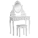 WOLTU Tocador con Espejo y Taburete 5 Cajones MDF y Madera de Pino Macizo Blanco 80 x 141,5 x 40 cm MB6022cm