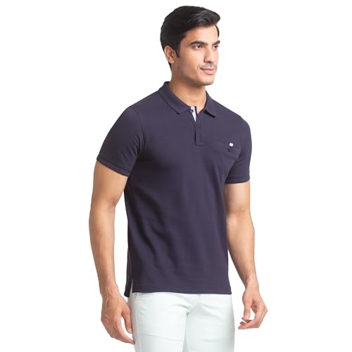 Image of Parx Regular Fit Dark Blue T-Shirt for Men