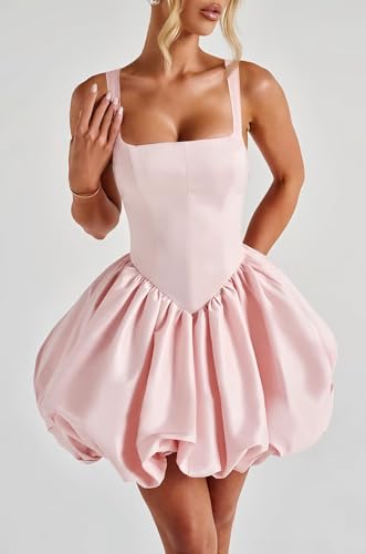 Puffy Satin Homecoming Dresses Mini A-line Short Prom Dress with Bow Cocktail Pary Gown4