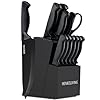 Knife Set, 14-Piece Kitchen Knives Set with Block, Built-in Sharpener, German High Carbon Stainless Steel, Ergonomic Non-Slip Handles, Black