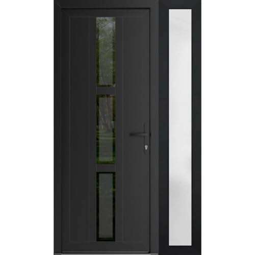 VDOMDOORS Front Exterior Prehung Metal-Plastic Door Frosted Glass | Manux