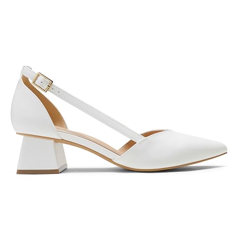 Arromic Women's Low Chunky Heels Pointed Closed Toe Pumps Buckle Chunky Block Heel Dress Slip On D'Orsay Wedding Party Office Shoes4